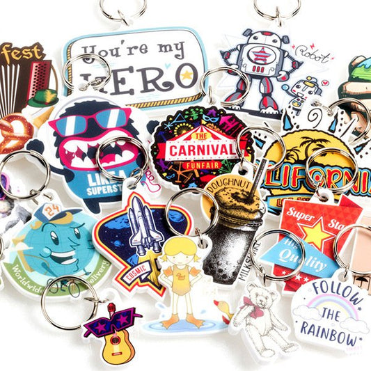 壓克力鑰匙圈-白厚5mm(可雷切範圍參考規格說明)-單面彩色印刷