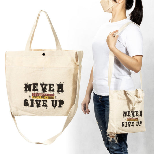 外口袋手提斜背帆布袋