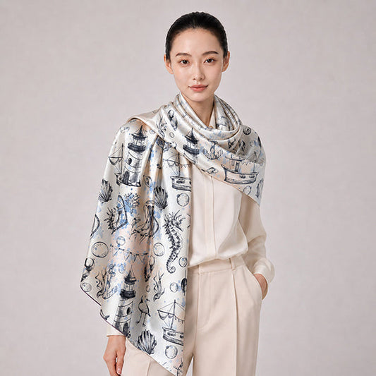 沙典布絲巾客製服飾細節圖