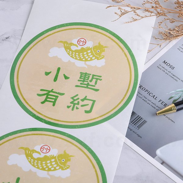 透明圓形貼紙＋亮膜貼紙彩色印刷｜尺寸10×10mm/40×40mm/115×115mm