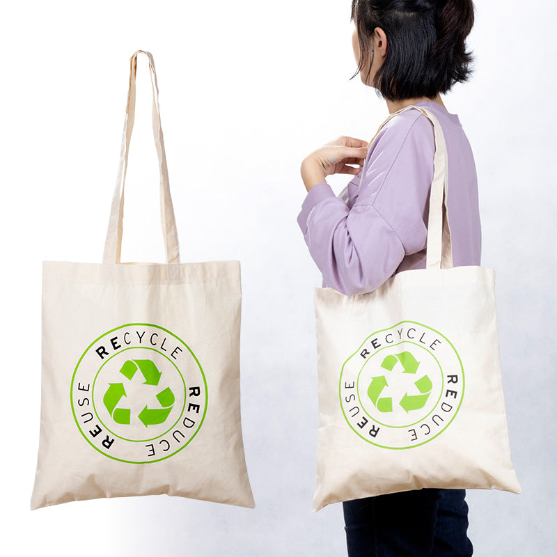 肩揹環保袋-本白棉布-單面單色印刷購物袋