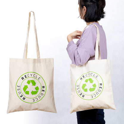 肩揹環保袋-本白棉布-單面單色印刷購物袋